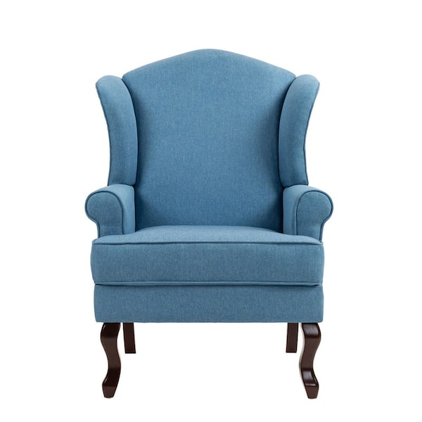 ABET Blue Wingback Chair 1 pcs for Living Room Modern Accent Cha ABET Linen Wingback Chair 1 PC, Upholstered Club -