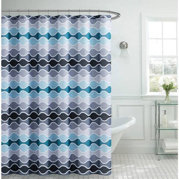 EZ On Fabric Shower Curtain Madison With Built in Hooks 70"x75" 