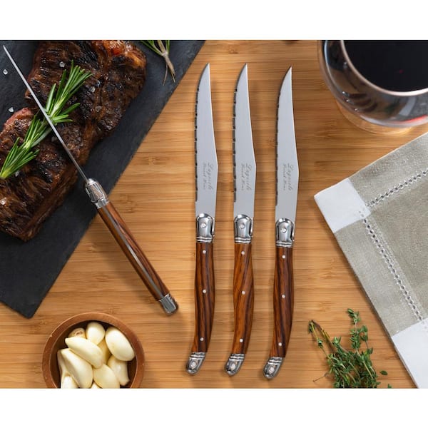 2/4/6pcs Laguiole Steak Knives Set Sharp Blade Dinner Knife Plastic Handle  Imitate Damascus Texture Cutlery Solid Steak Knife