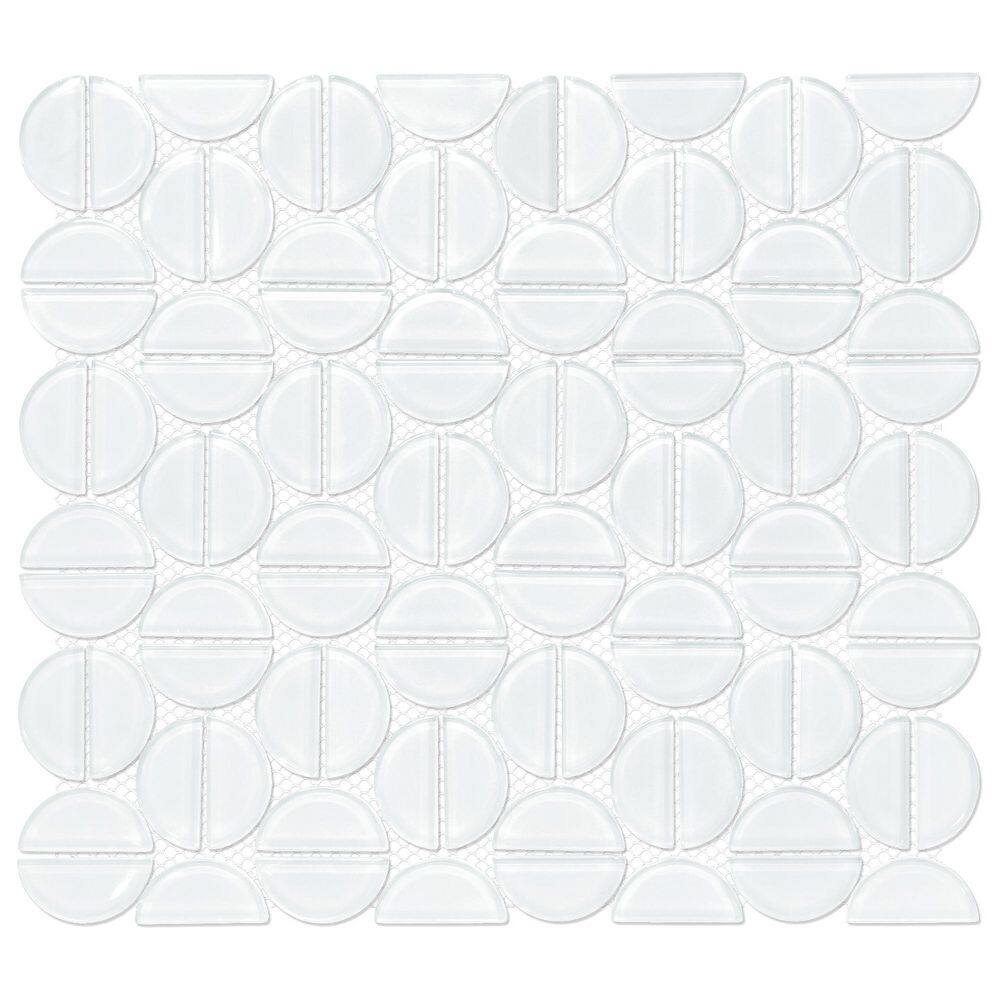Semicircle White 11.7 in. x 11.6 in. Geometric Glossy Glass Wall Mosaic Tile (4.68 sq. ft./Case) price history on PriceWatchPro