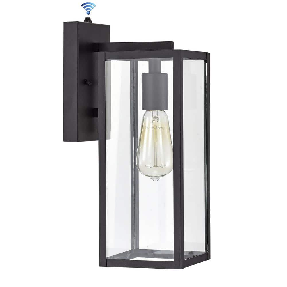 Tatahance 5 in. W 1-Light Outdoor Black Wall Sconce with Dusk to Dawn ...