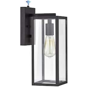 5 in. W 1-Light Outdoor Black Wall Sconce with Dusk to Dawn Sensor and Clear Glass