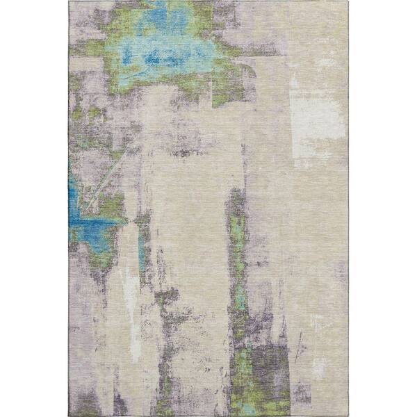 Mayfield Premium Machine Washable Abstract AMF1984 Linen 5 ft. x 7 ft. 6 in. Area Rug