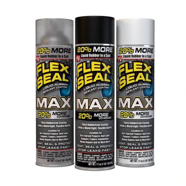 FLEX SEAL FAMILY OF PRODUCTS Flex Seal MAX Black 17 oz. Aerosol Liquid  Rubber Sealant Coating FSMAXBLK24 - The Home Depot