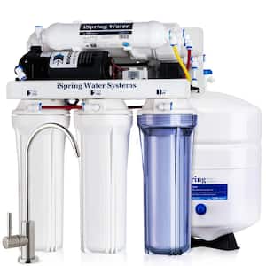 5-Stage 100 GPD Reverse Osmosis Water Filtration System with Booster Pump 3.2 Gallon Tank and Brushed Nickel Faucet
