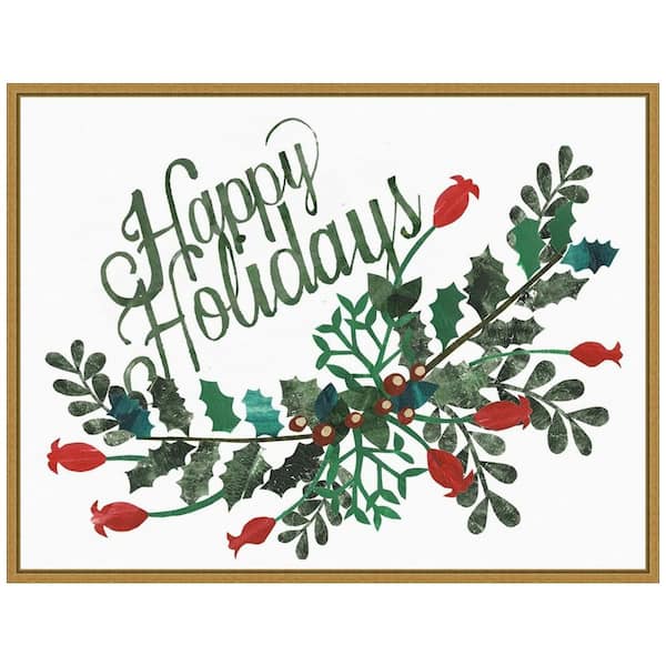 Amanti Art 18 in. H x 23.5 in. W Canvas Cut Wreath Christmas Collection A Christmas Holiday Framed Box Wall Art