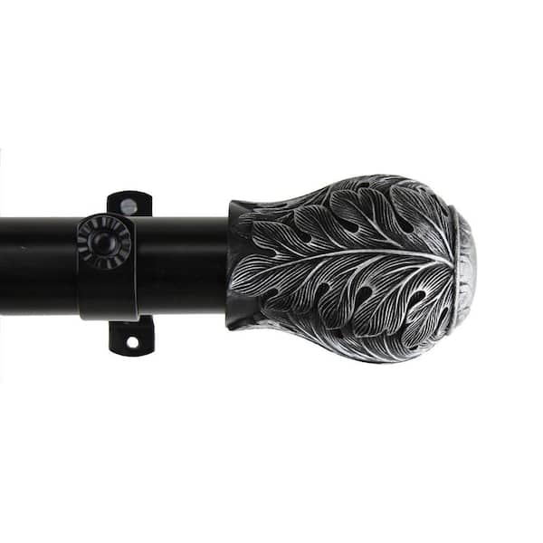 Unbranded 28 in. - 48 in. 1.5 in. O.D. Leaf Single Curtain Rod Set in Black