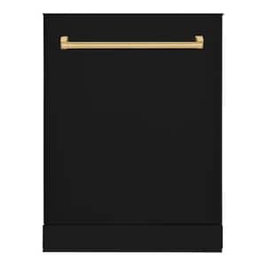 Bold 24 in. Dishwasher with Stainless Steel Metal Spray Arms in color Glossy Black with Bold Brass handle