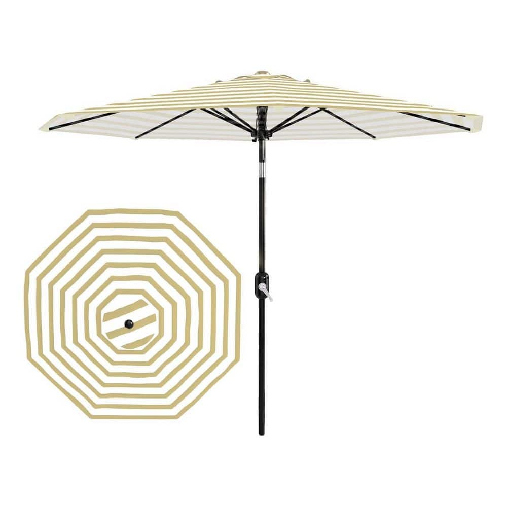 black and tan and white striped patio umbrella Safavieh Athens Inside Out 9Ft Crank Outdoor Auto Tilt Compatible with freestanding and table umbrellas up to 1.5andamp;quot allen + roth 9-ft Aluminum