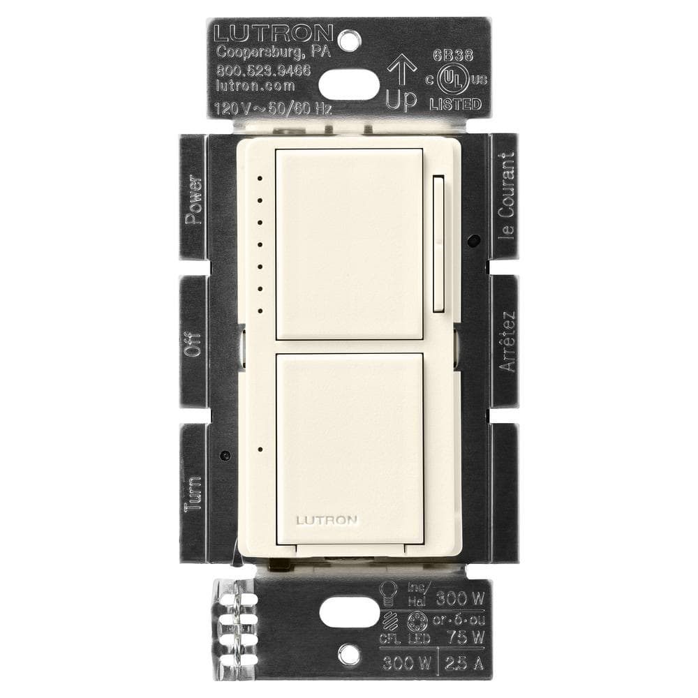 Maestro LED+ Dual Dimmer and Switch, 75-Watt LED Bulbs/2.5 Amp Fans, Single-Pole, Biscuit (MACL-L3S25-BI) price history on PriceWatchPro