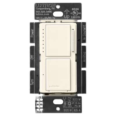 Maestro LED+ Dual Dimmer and Switch, 75-Watt LED Bulbs/2.5 Amp Fans, Single-Pole, Biscuit (MACL-L3S25-BI)