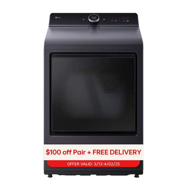 7.3 cu. ft. Vented SMART Gas Dryer in Matte Black with EasyLoad Door, TurboSteam and Sensor Dry Technology