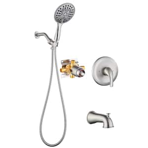 Single Handle 6-Spray Shower Faucet 1.75 GPM with Pressure Balance in. Brushed Nickel