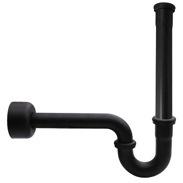 1-1/4 in. Brass Bathroom Sink P-Trap with 12 in. Slip Joint Extension Tube in Matte Black