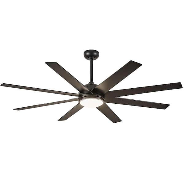 VITARVIX 72 in. Indoor Large Ceiling Fan with Light and Remote, Black ...