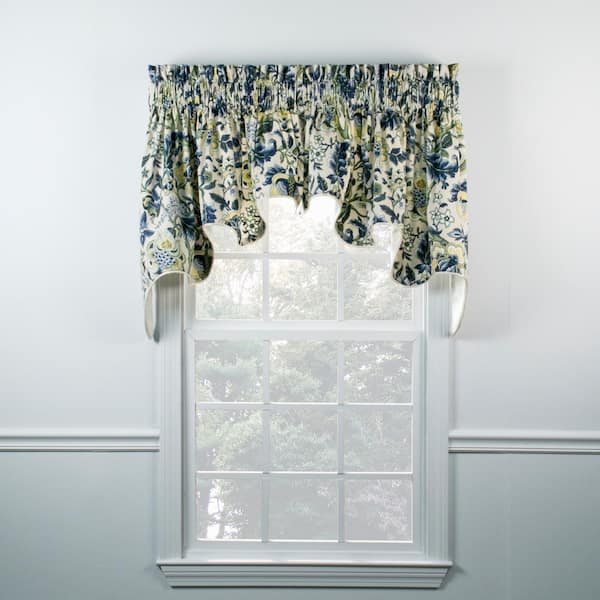 Ellis Curtain Regency 30 in. L Cotton Lined Duchess Valance in Blue ...