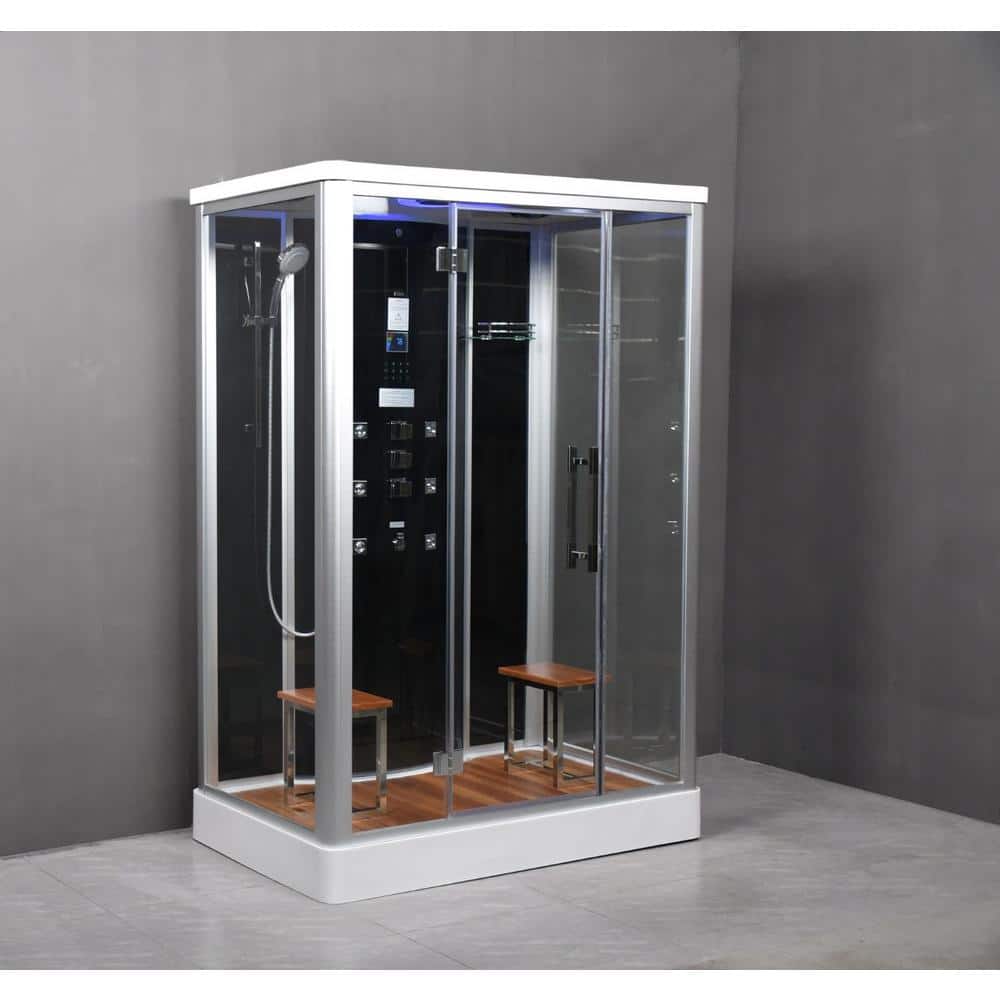 Platinum 59 in. x 39 in. x 87 in. Steam Shower Kit in Black with Bluetooth,