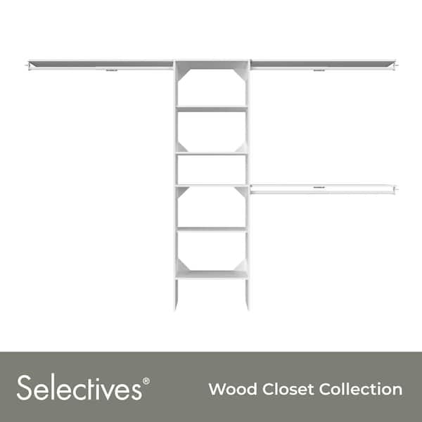 Selectives 85 in. W x 121 in. W White Basic Standard Wood Closet System Kit with Top Shelves