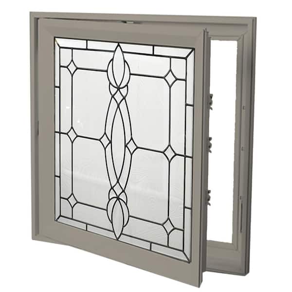 Hy-Lite 27.25 in. x 27.25 in. Craftsman Left-Handed Triple-Pane Casement Vinyl Window with Driftwood Exterior Black Caming