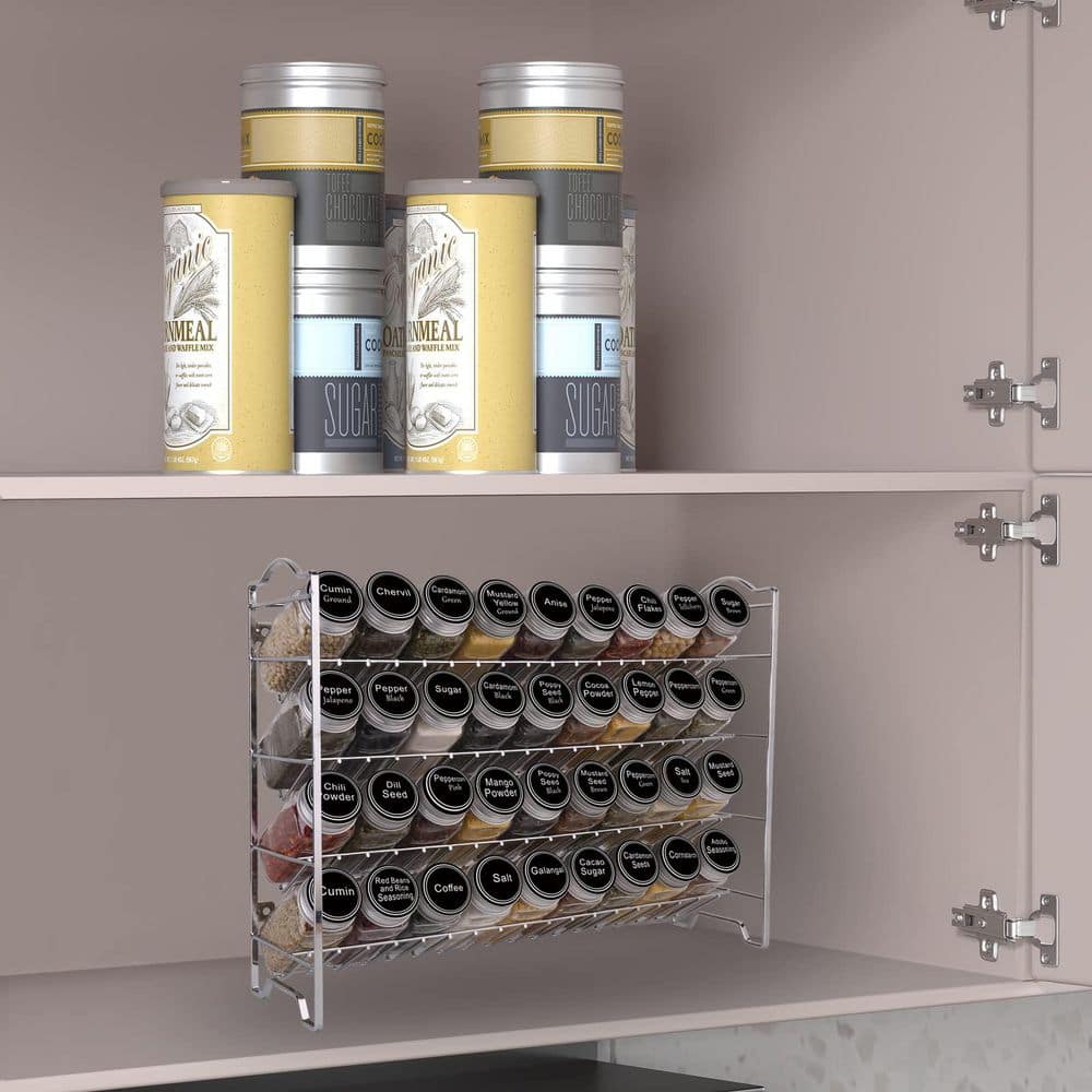 3 Shelves Silver Countertop Cabinet Wall Mount Spice Rack Organizer with 36 Glass Spice Jars 396 Labels Funnel price history on PriceWatchPro