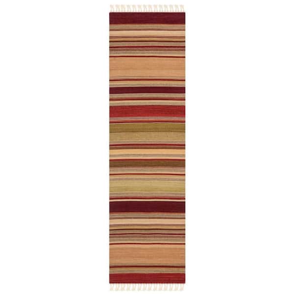 SAFAVIEH Striped Kilim Red 2 ft. x 8 ft. Striped Runner Rug