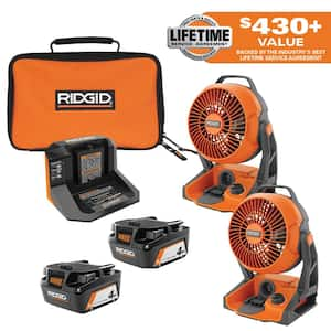 18V (2) 4.0 Ah Batteries and Charger Kit with (2) 18V Hybrid Fans