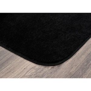 Gramercy Black Solid Plush Rectangle 4-Piece (No Lid) Bath Rug Set