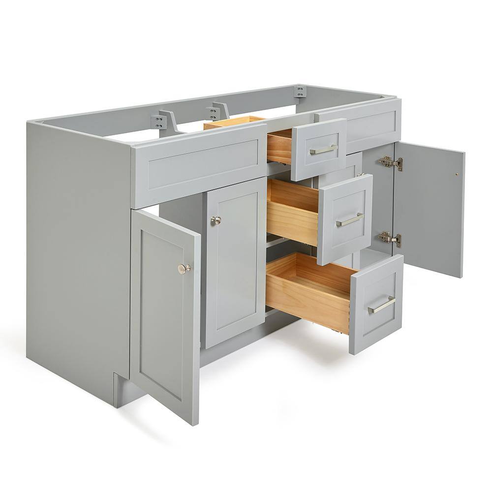 Hamlet 60" Gray Double Freestanding Vanity Cabinet with Nickel Hardware