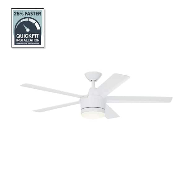 Merwry 52 in. Integrated LED Indoor White Ceiling Fan with Light Kit and Remote Control