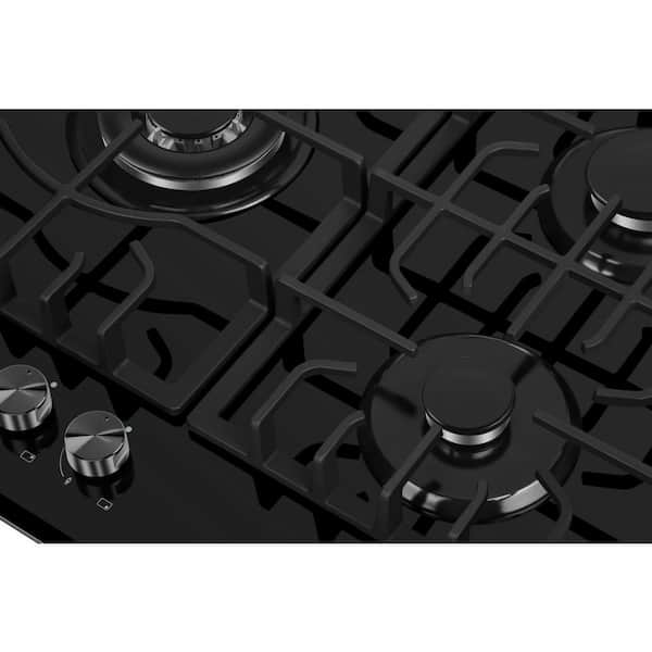 Empava 30 Gas Stove Cooktop LPG/NG Convertible with 5 Italy SABAF Burners Tempered Glass in Black 30 Inch 