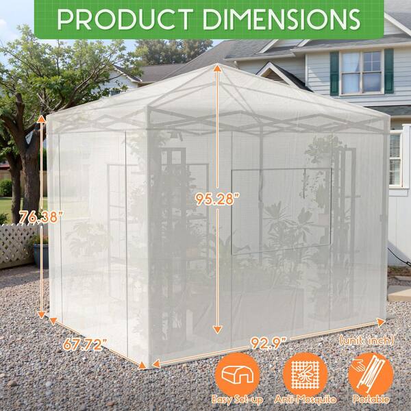 プレーヤー GREENHOUSE Tozey 6 ft. W x 8 ft. D Collapsible Metal Walk-In Greenhouse