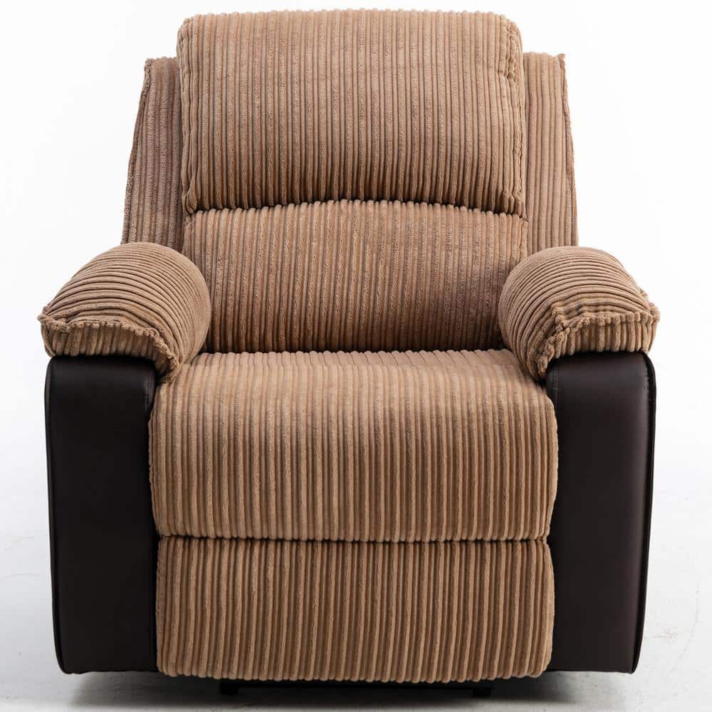 Z-joyee Brown Fabric Recliner Chair Single Recliner Rocking Sofa