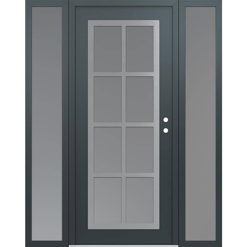 C16 60 in. x 80 in. Silver P Left-Hand/Inswing Frosted Glass Anth/Anth 2 Sidelite Steel Prehung Front Door price history on PriceWatchPro