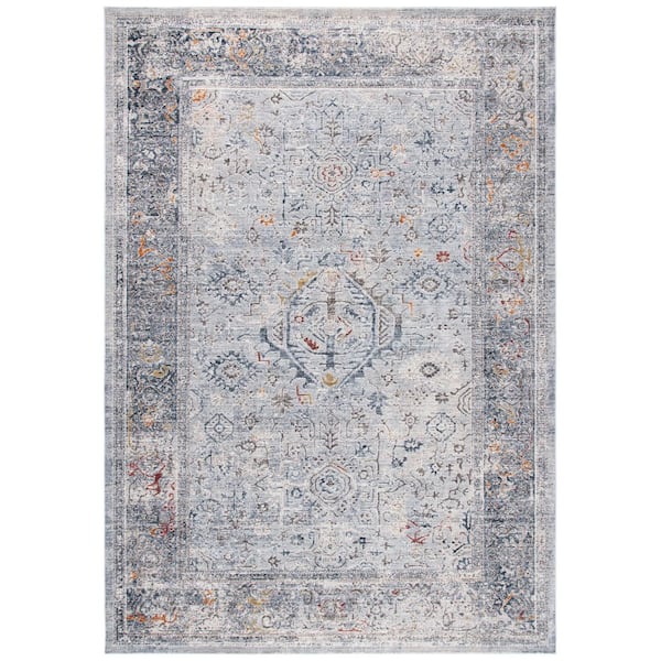 SAFAVIEH History 4 ft. x 6 ft. Light Gray/Navy Medallion Distressed Area Rug