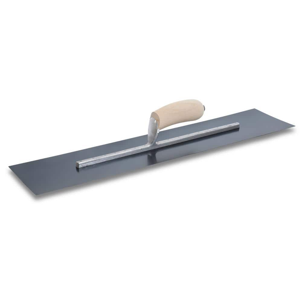 MARSHALLTOWN 22 in. x 4 in. Blue Steel Finishing Curved Wood Handle Trowel