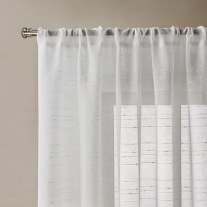 Sasha White Polyester 52 in. W x 84 in. L Rod Pocket Sheer Curtain (Single Panel)