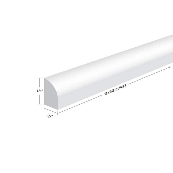 MTRIM Prepainted - 0.75 in. x 0.5 in. x 144 in. - EPS Composite White Moulding Quarter Round