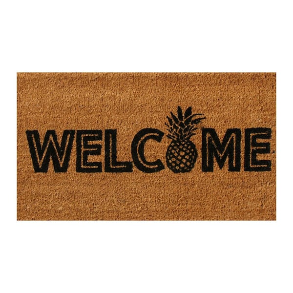Rubber-Cal Welcome to the Luau 18 in. X 30 in. Natural Coir Pineapple Doormat