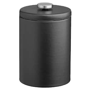 Contempo 2 Qt. Black Tall Ice Bucket with Domed Leatherette Lid