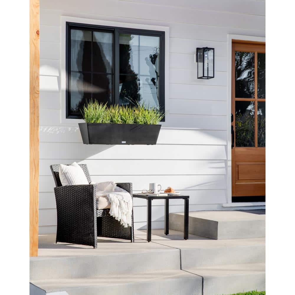 Black 36" Recycled Plastic Railing Planter Box