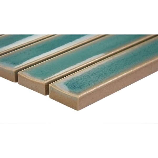 Souvenir Lagos 12 in. x 12 in. Rectangular Stacked Glossy Porcelain Mosaic Wall Tile (0.9145 sq. ft./Case, 1 pc)