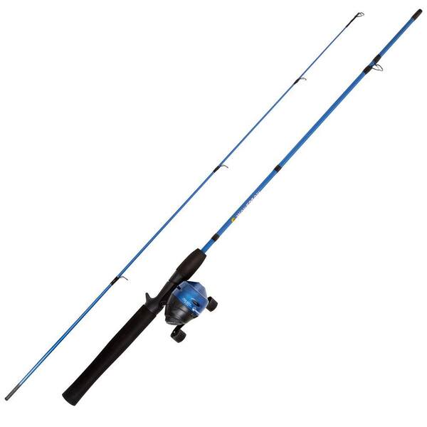 Blue 5 ft. 2 in. Fiberglass Fishing Rod and Reel Starter Set 2000 Aluminum  Spinning Reel for Beginners, Kids & Adults