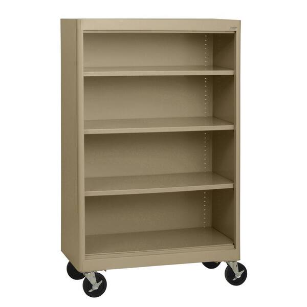 Sandusky 58 in. Tropic Sand Metal 4-shelf Cart Bookcase with Adjustable Shelves