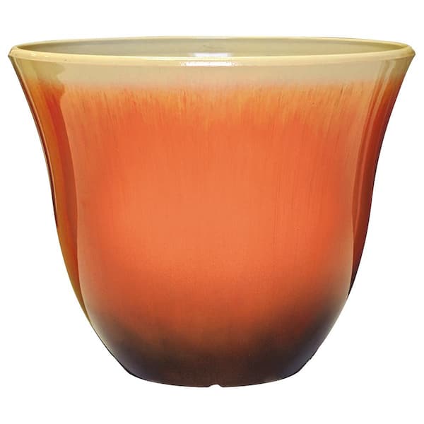 CHG CLASSIC HOME & GARDEN Honeysuckle 13 in. Tequila Sunrise Resin Planter