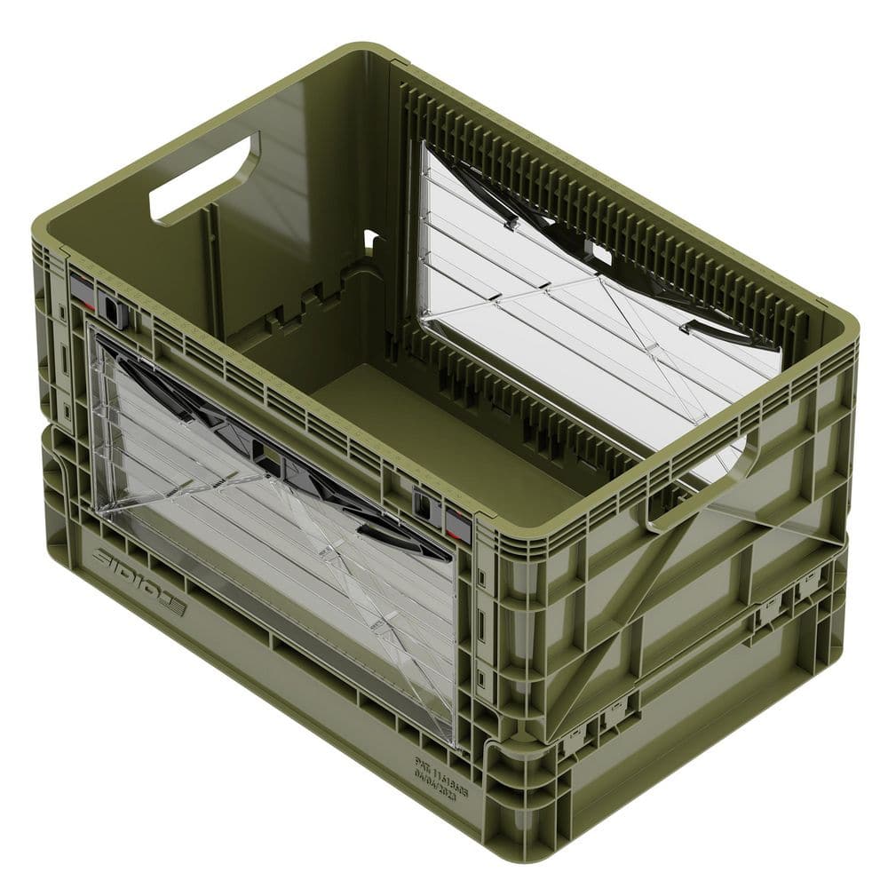 Full-Size Collapsible Crate 24-QT 200-LB Stacking Capacity Durable Stackable Storage Bin with Lid and Dividers Green price history on PriceWatchPro