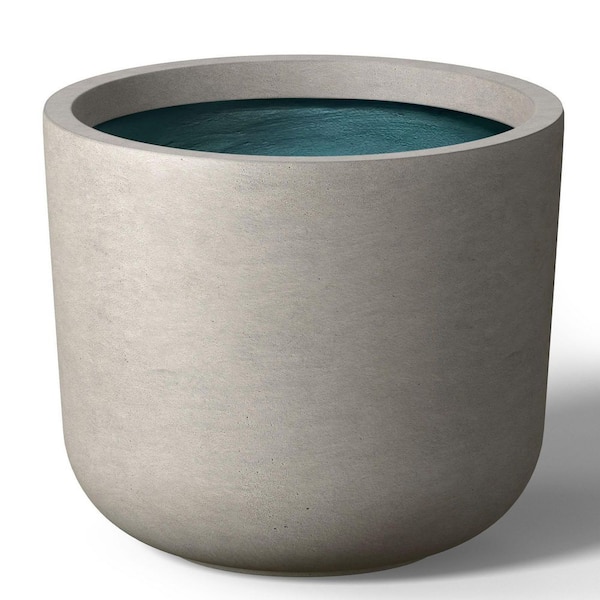 13.5 in. Medium Light Gray(Premium Inner) Concrete Round Planter/Pot with Drainage Holes