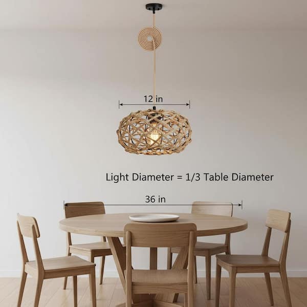 SUNLLOK Plug-In Bamboo Pendant Light – Rustic Woven Rope Lampshade, Adjustable Hanging Ceiling Lamp For Living Room Or Cafe