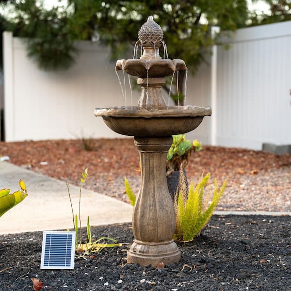 Fiberglass/Resin 2-Tier Solar Water Fountain