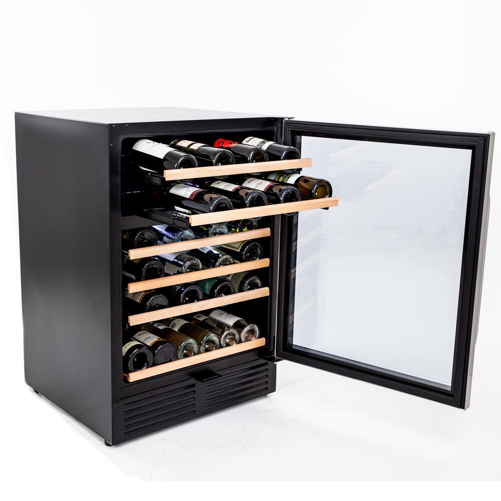 Silver Dual-Zone 49-Bottle Wine Cooler with Glass Door