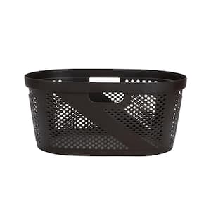 Brown Plastic Laundry Basket with Cutout Handles 40 Liter